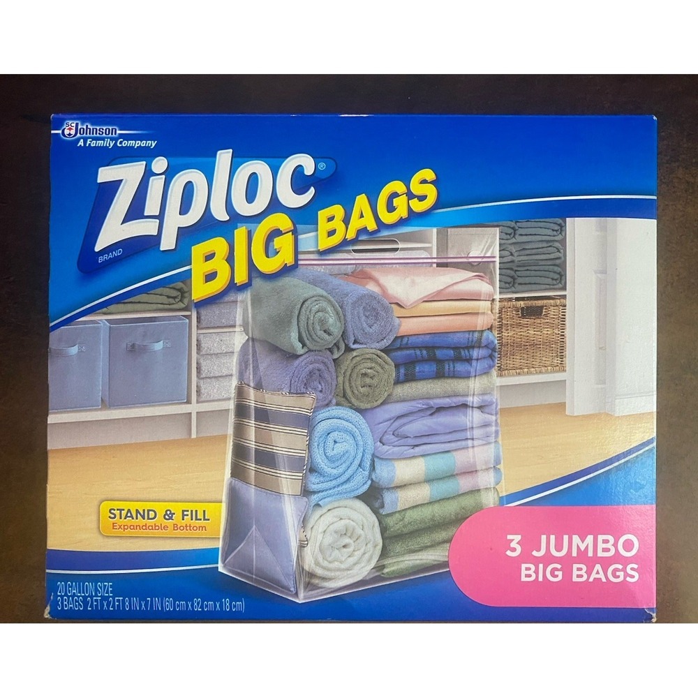 Ziploc Big Bags JUMBO 20 Gallon Size HEAVY DUTY 3 ct BOX NEW - RARE DISCONTINUED